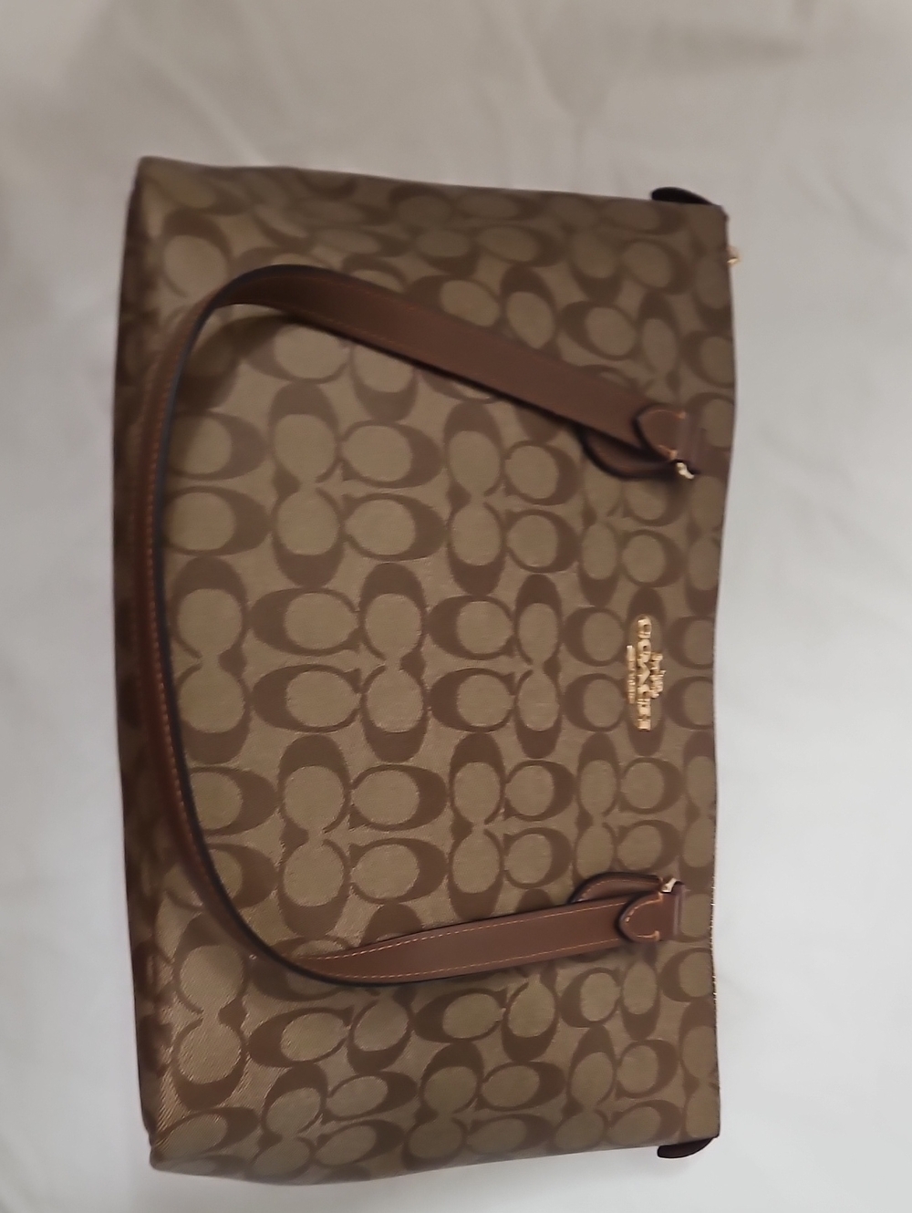 Coach Brown Signature Canvas Tote with Leather Straps